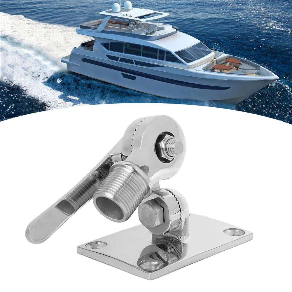 

38mm/1.50in 316 Stainless Steel Marine VHF Antenna Dual Axle Adjustable Base Mount Aerial Base