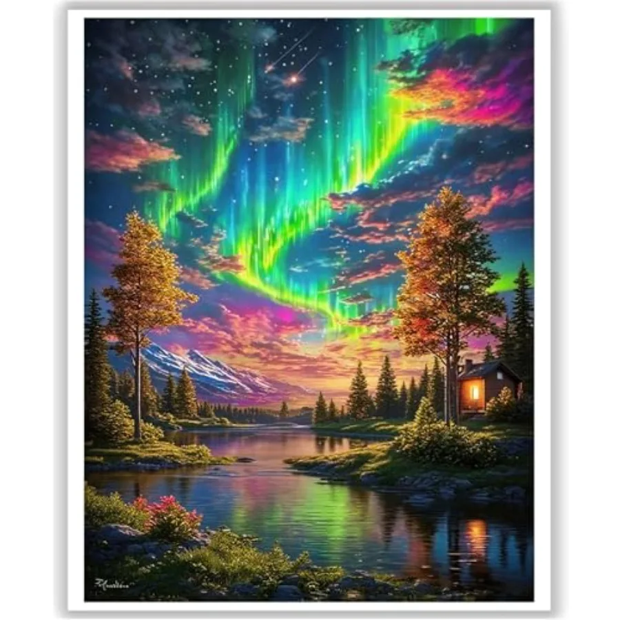 

Landscape Paint by Numbers Kit for Adults - Aurora Adult Paint by Number Kits on Canvas for Gift Home Wall Decor 16x20 Inch