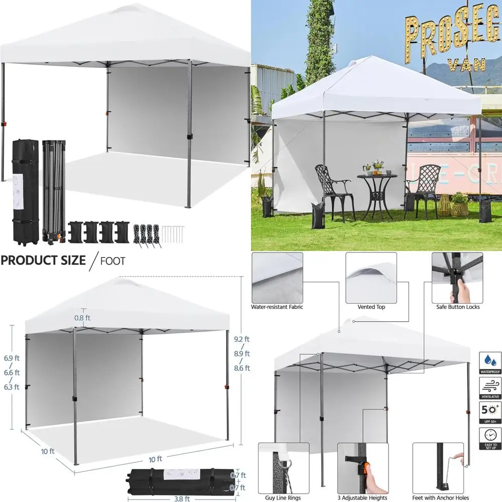 

Палатка с мгновенным навесом 10x10 с боковой стеной, ткань с серебряным покрытием коммерческого класса 150D, всплывающая палатка для улицы с сумкой на колесиках для мероприятий