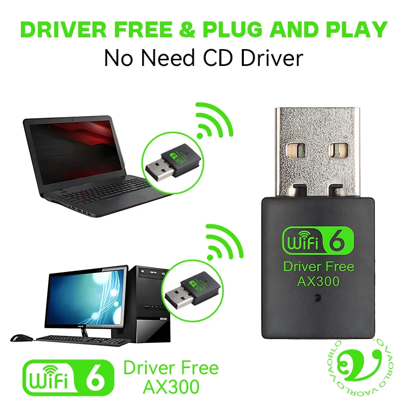 WiFi6 USB ワイヤレスネットワークカード 2.4G 高速 AX300 ドライブフリー ミニ WI-FI アダプター レシーバー ドングル WLAN 286Mbps Win 7/10/11対応