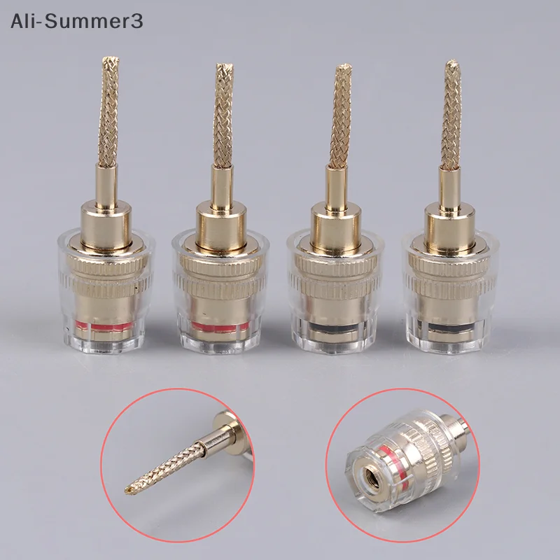 2/4개 4MM 바나나 암 커넥터에서 2MM 핀 커넥터로 변환 HIFI 케이블 어댑터 플러그 브레이디드 구리 와이어 소켓