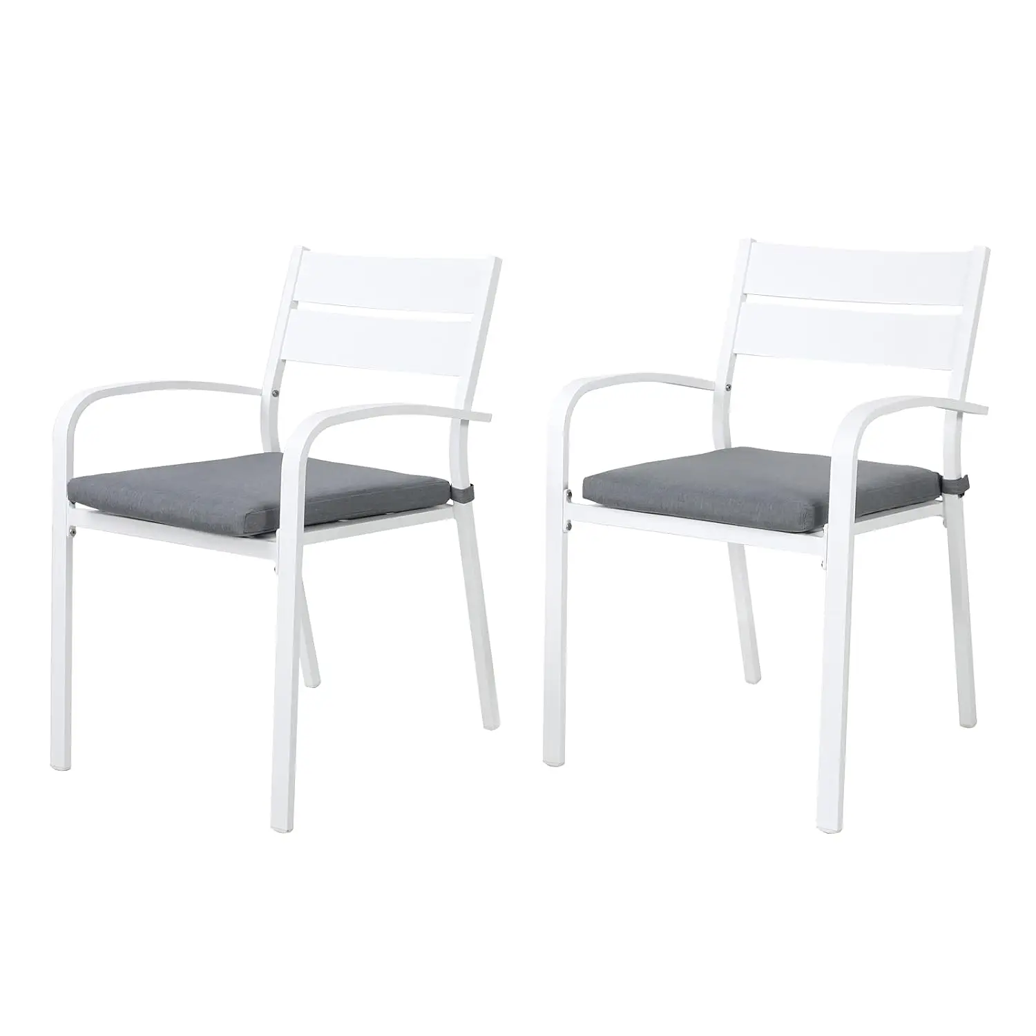 All-Weather Outdoor Patio Chairs Set of 2, Stackable Bistro Chairs for Balcony, Garden, Backyard, White Finish, Customized