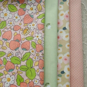 Baumwoll -Twill -Nähstoff, grün rosa Erdbeere, Kleid machen, Kinderkleidung, Kleidung, handgefertigt, DIY, 160x50 cm 12 Hauptverkaufs Strawberry Stoff - №10