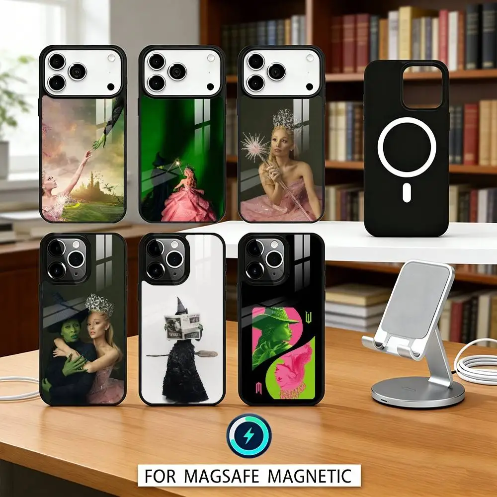

1PC W-Wicked M-Musical G-Green-Pink Phone Case For iPhone 17,16,15,14,13,12,Pro,Max For Magsafe Magnetic Wireless Charging