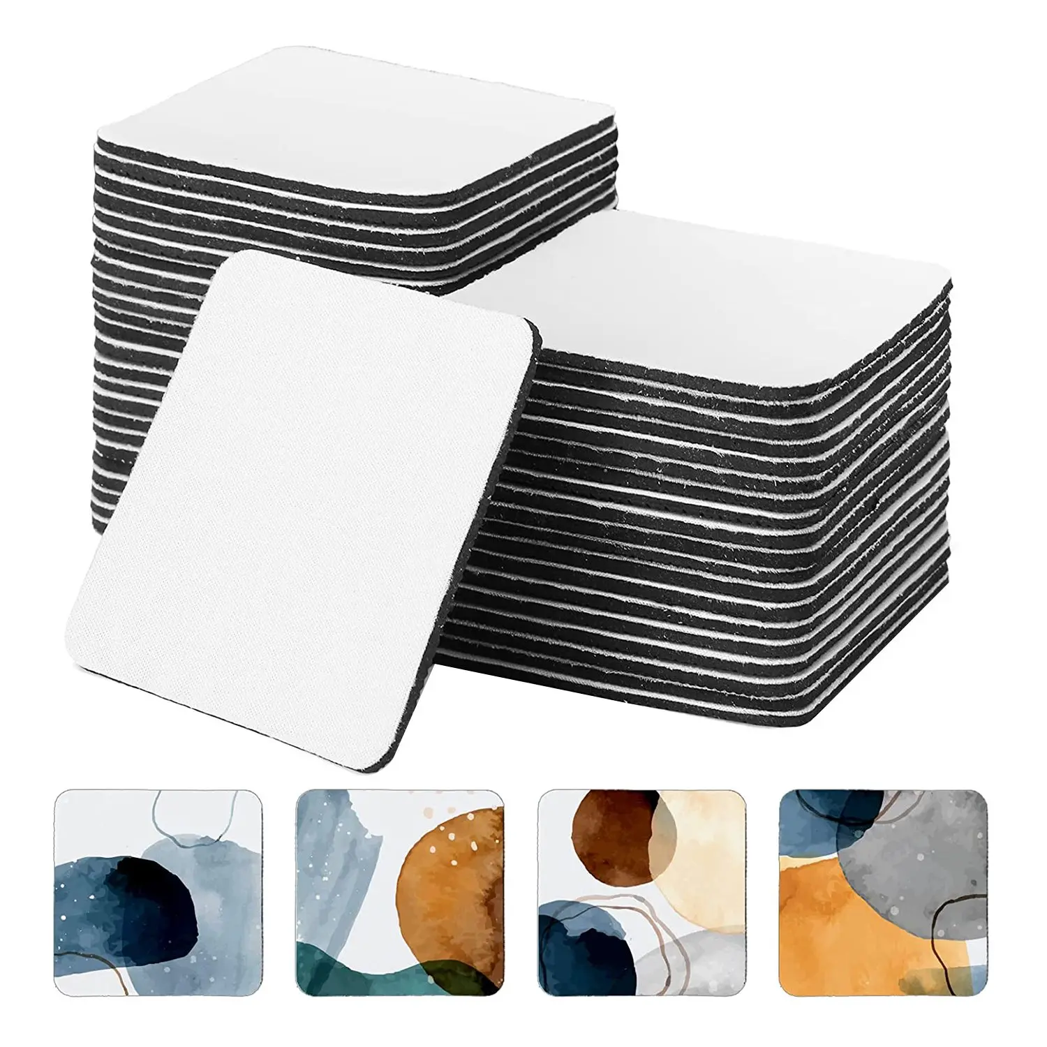 

50Pcs Square Sublimation Coaster Sublimation Blank Cup Coasters Square Blank Rubber DIY Coasters Heat Transfer Cup Mat