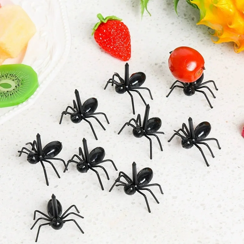 

12Pcs Ant Fruit Fork Set Plastic Ant Toothpick Bento Stick Party Cake Snack Fork for Home DIY Table Decor Kid Lunch Accessories