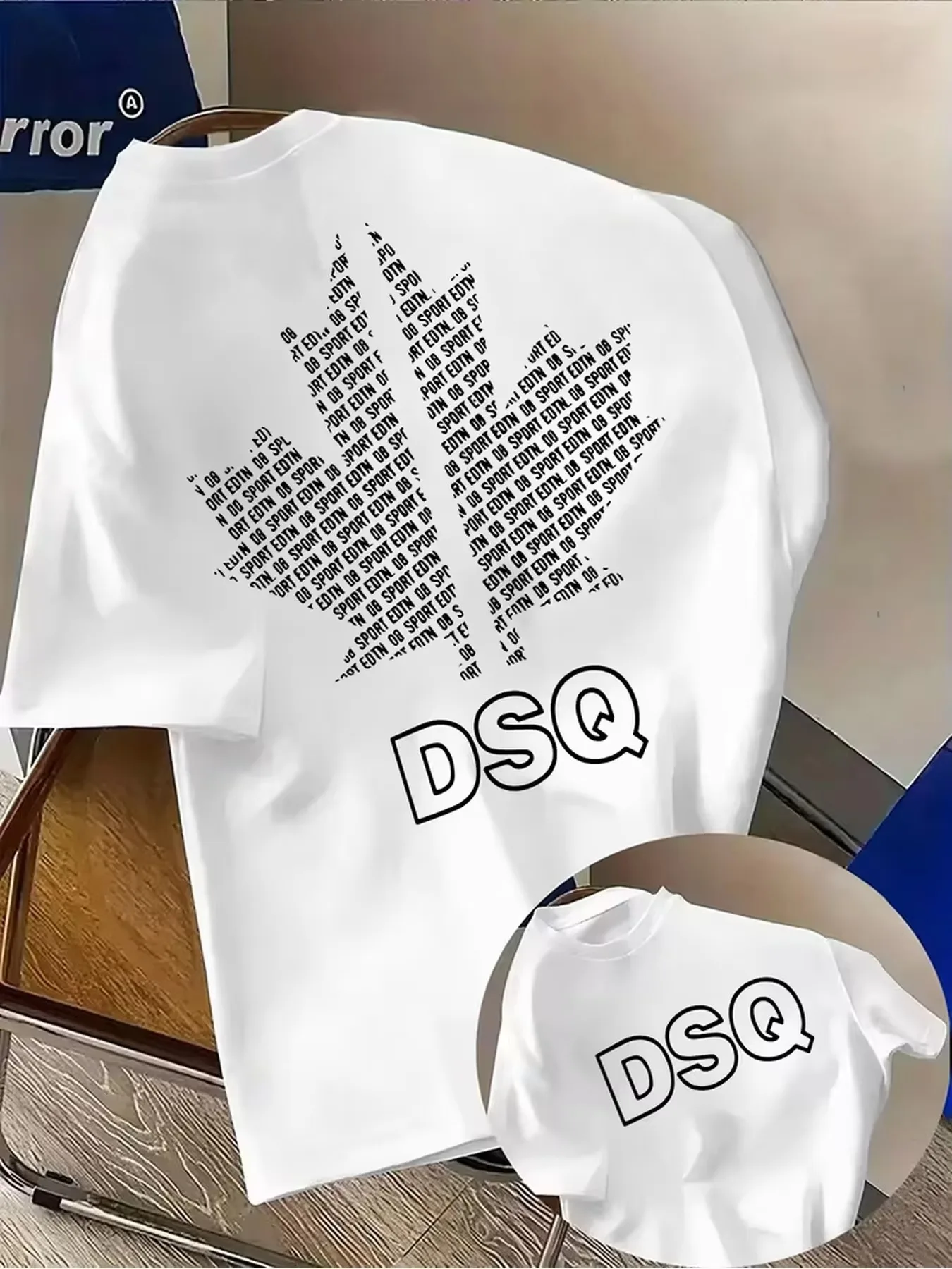 2026 new Sparkling Maple Leaf Pattern Graphic T-shirt Men Loose Fit Short Sleeve Hip Hop Tops