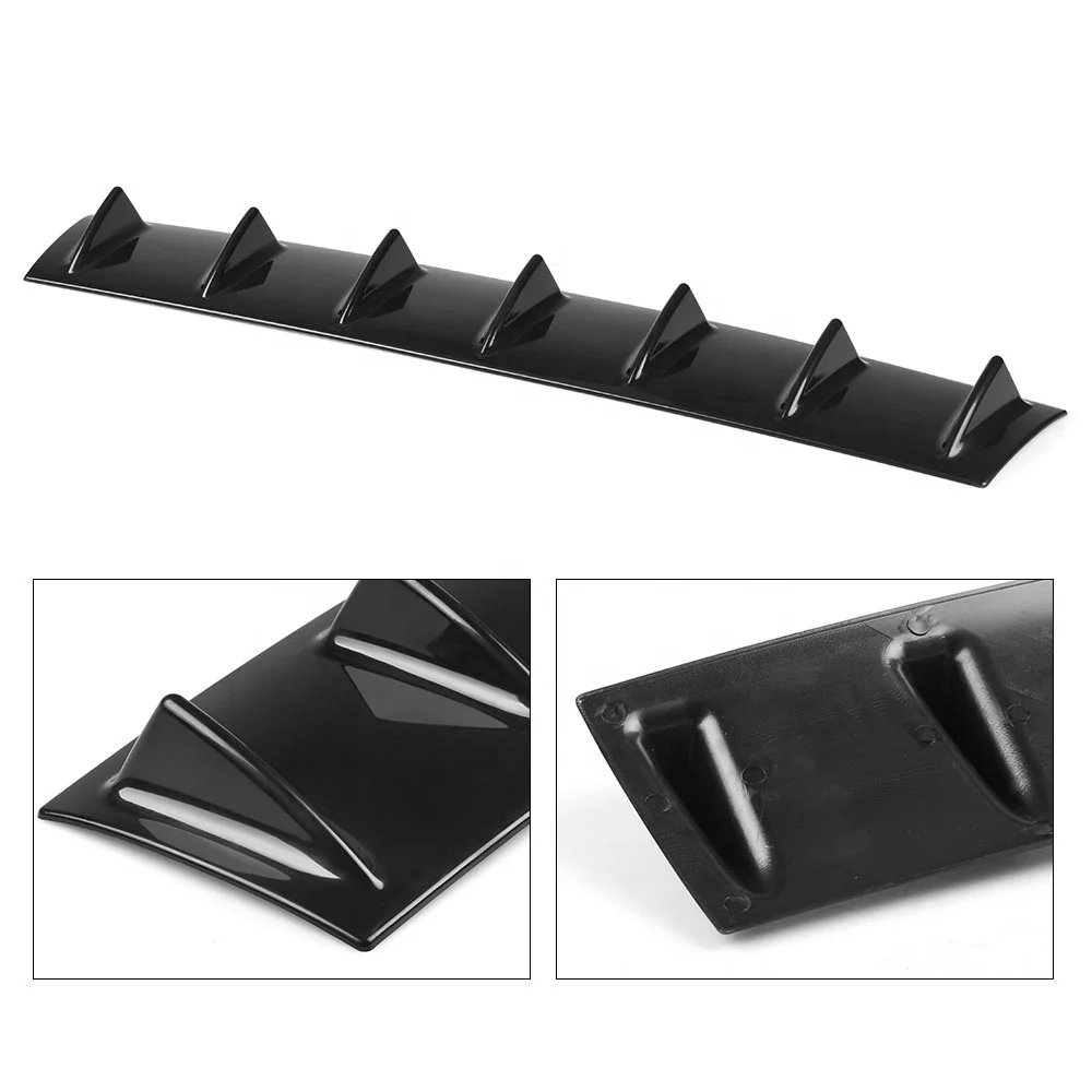 Universal Car Rear Bumper Lip Diffuser 7 Fin Shark Fin Style Carbon Car Back Bumper Spoiler Lip