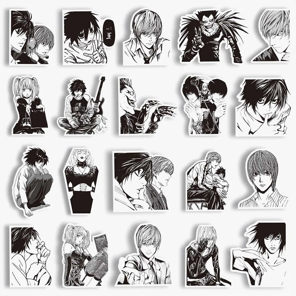 10/65pcs Anime Black White DEATH NOTE DIY Graffiti Stickers Pack Scrapbooking Notebook Luggage Laptop Kids Toy Decorative Decals