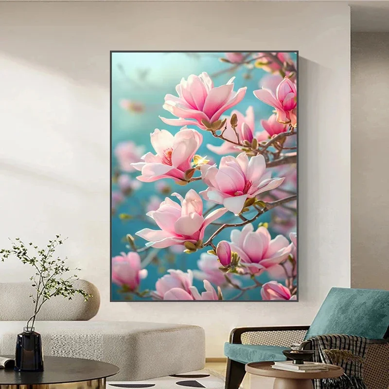 Beautiful Magnolia Flowers Posters Print Modern HD Plants Flowers Canvas Painting Wall Art Pictures for Home Decoration Cuadros