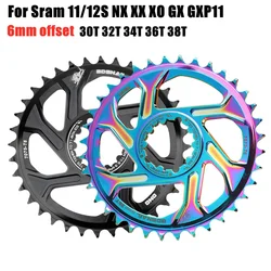 MTB 산악 자전거 크라운 자전거 체인링, SR 11, 12S, NX, XX, XO, GX, GXP11 크랭크 부품, 오프셋 30T, 32T, 34T, 36T, 38T, 3mm, 6mm