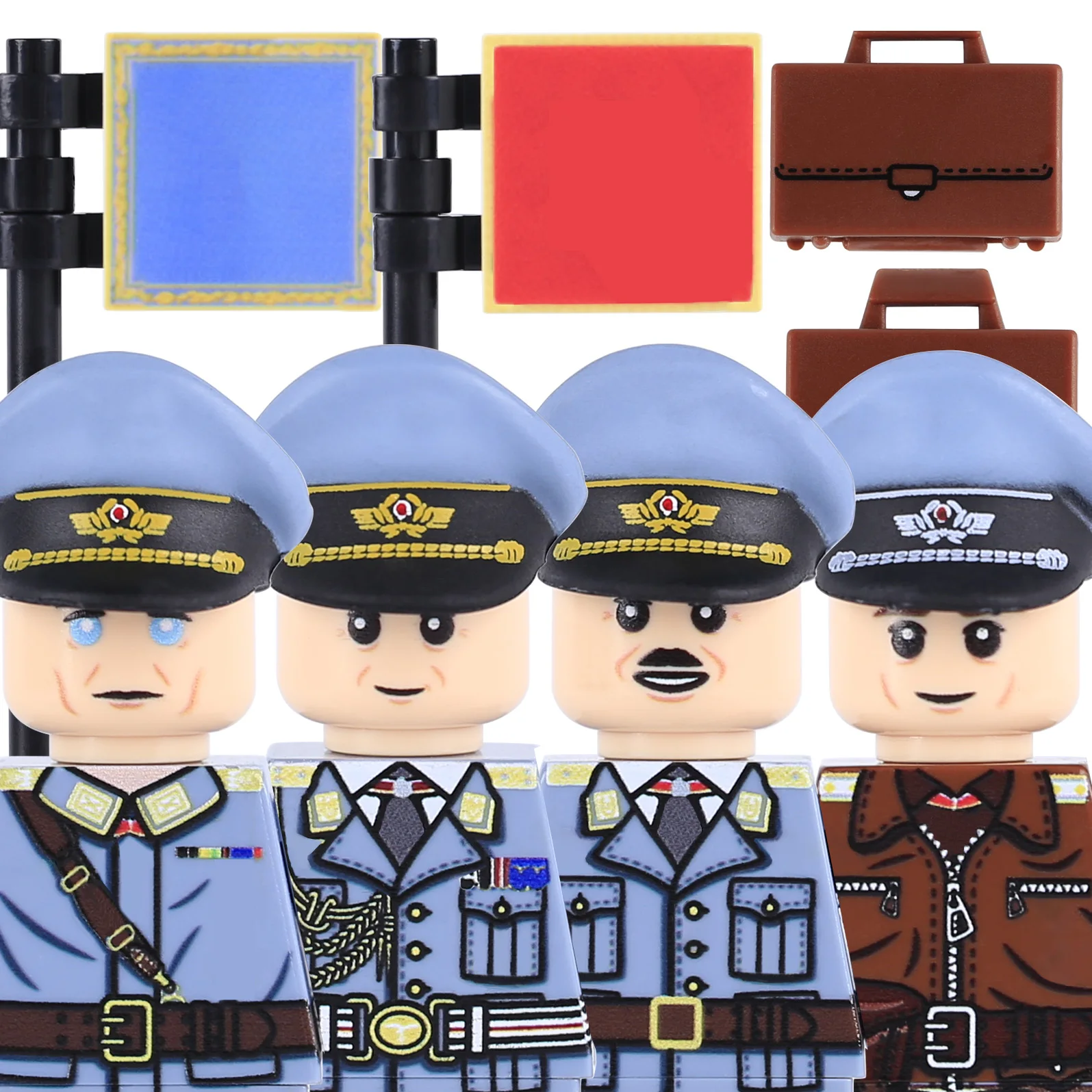 

WW2 немецкие солдаты ВВС, военные офицерские фигурки, строительные блоки, чемодан, солдаты, фуражка, армейский флаг, УФ-кирпичи, игрушки