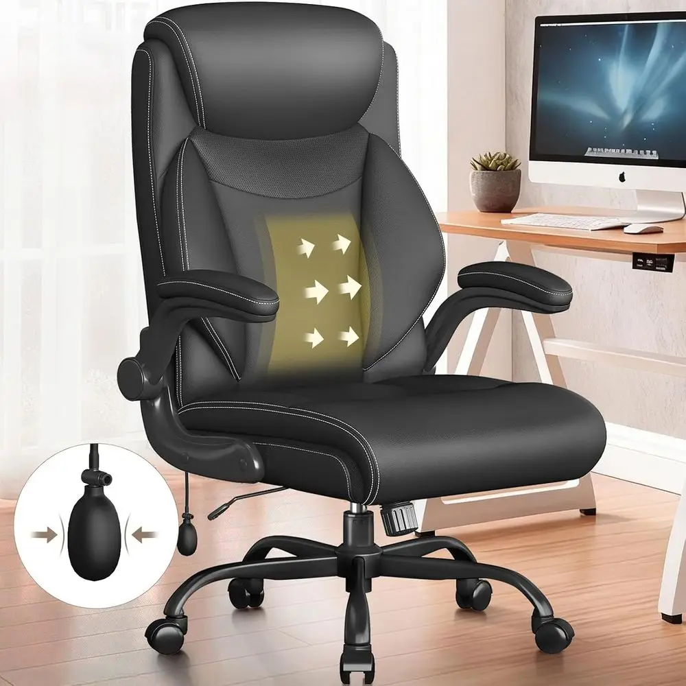Ergonomic Oice Chair, Big and Tall Oice Chair, Executive Chair- Padded Leather Comy Chair with Adjustable Lumbar Support & lip-U