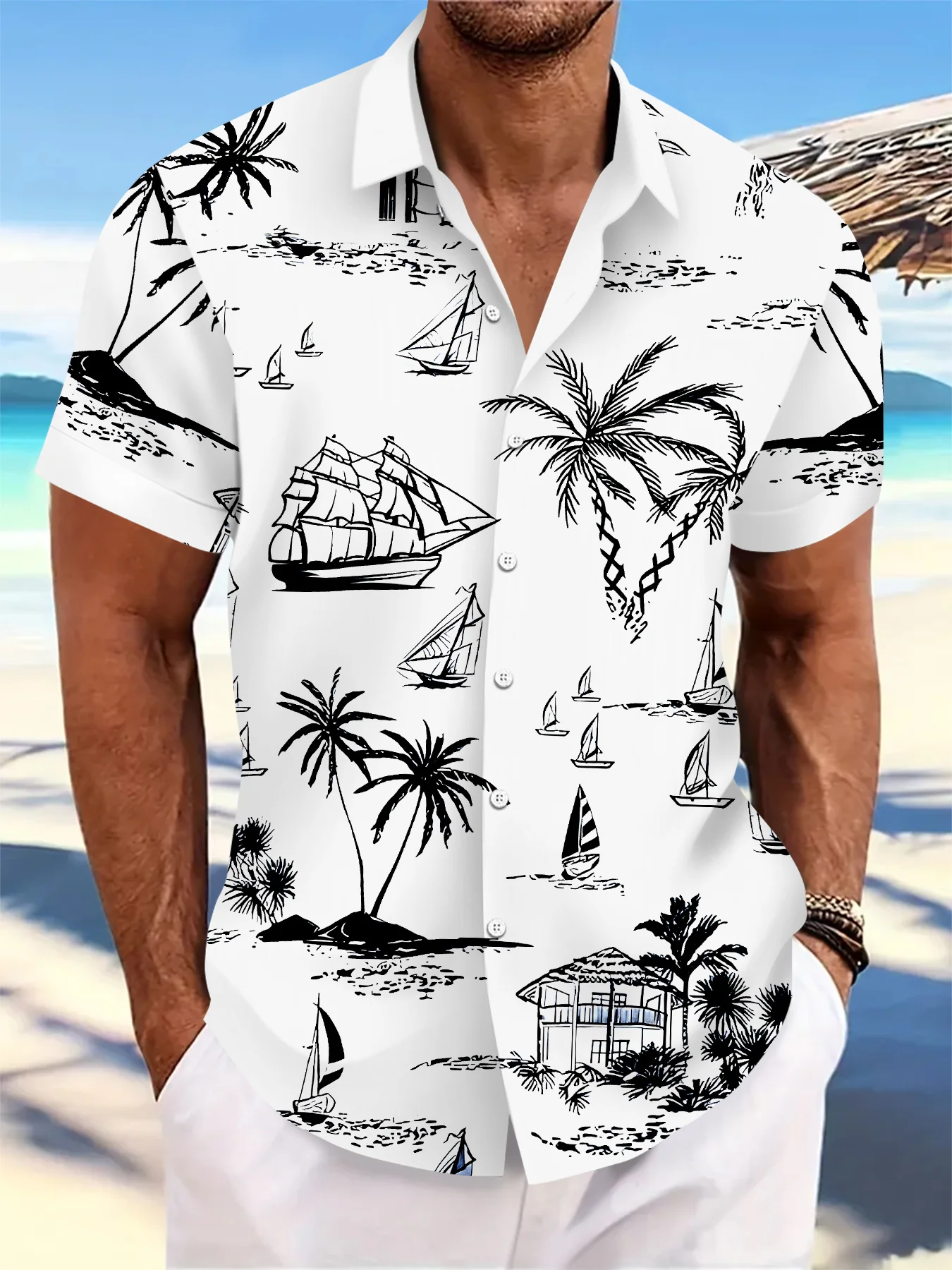 2026 Summer Men's Shirt with 3D Print Breathable Lightweight Comfortable Casual and Fashionable Beach Men's Clothing