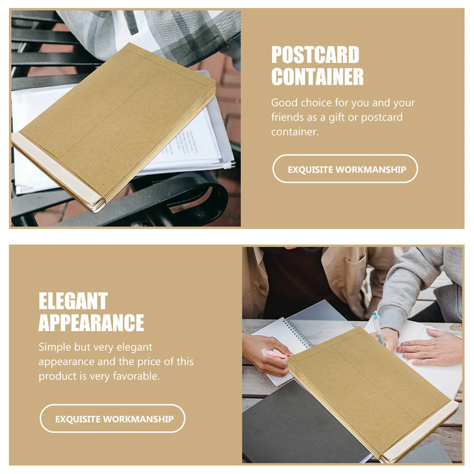 100Pcs Kraft Paper Envelopes Sleek Thickened Vintage Document Pouches for Greeting Invitations Announcements Postcards Book