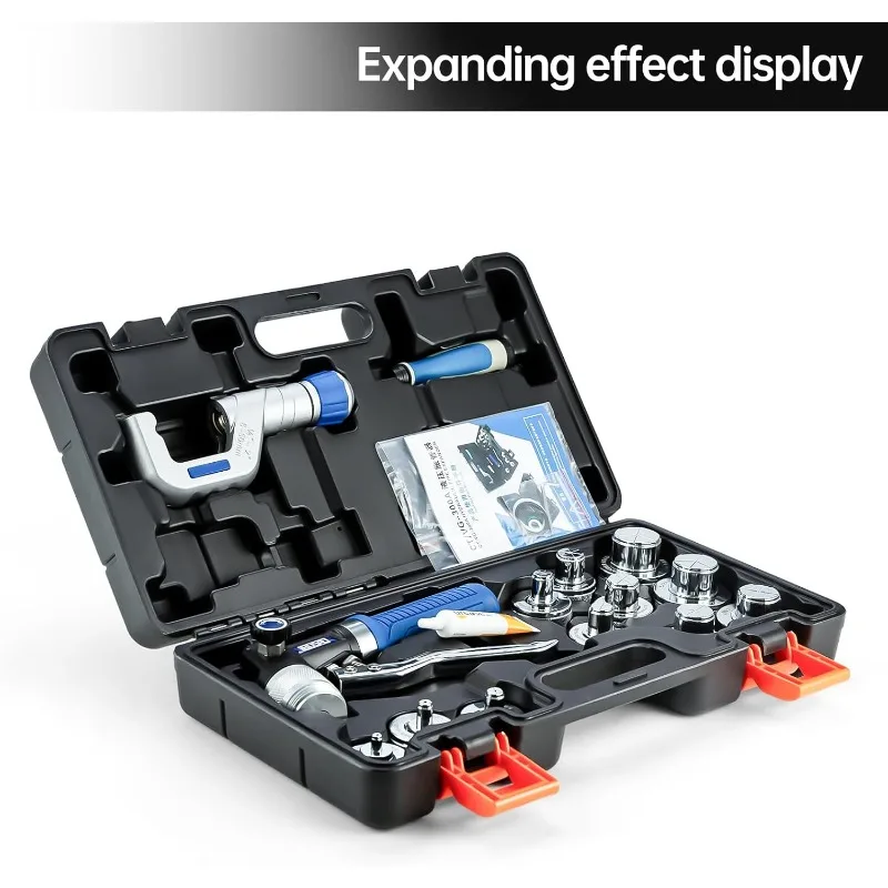 مجموعة أدوات التأرجح الهيدروليكي HVAC لأنابيب النحاس توسيع 3 8 بوصة إلى 1-5/8 بوصة، مع 11 قطعة فكي توسيع