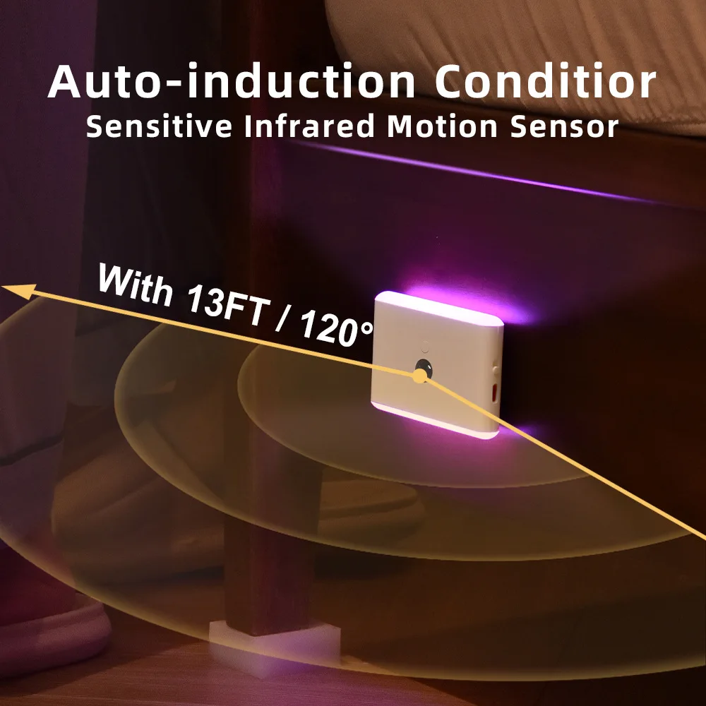 LED Night Light USB Charging Intelligent Human Induction For Bedside Cabinet Home Wardrobe Lighting Motion Sensor Light RGB Lamp