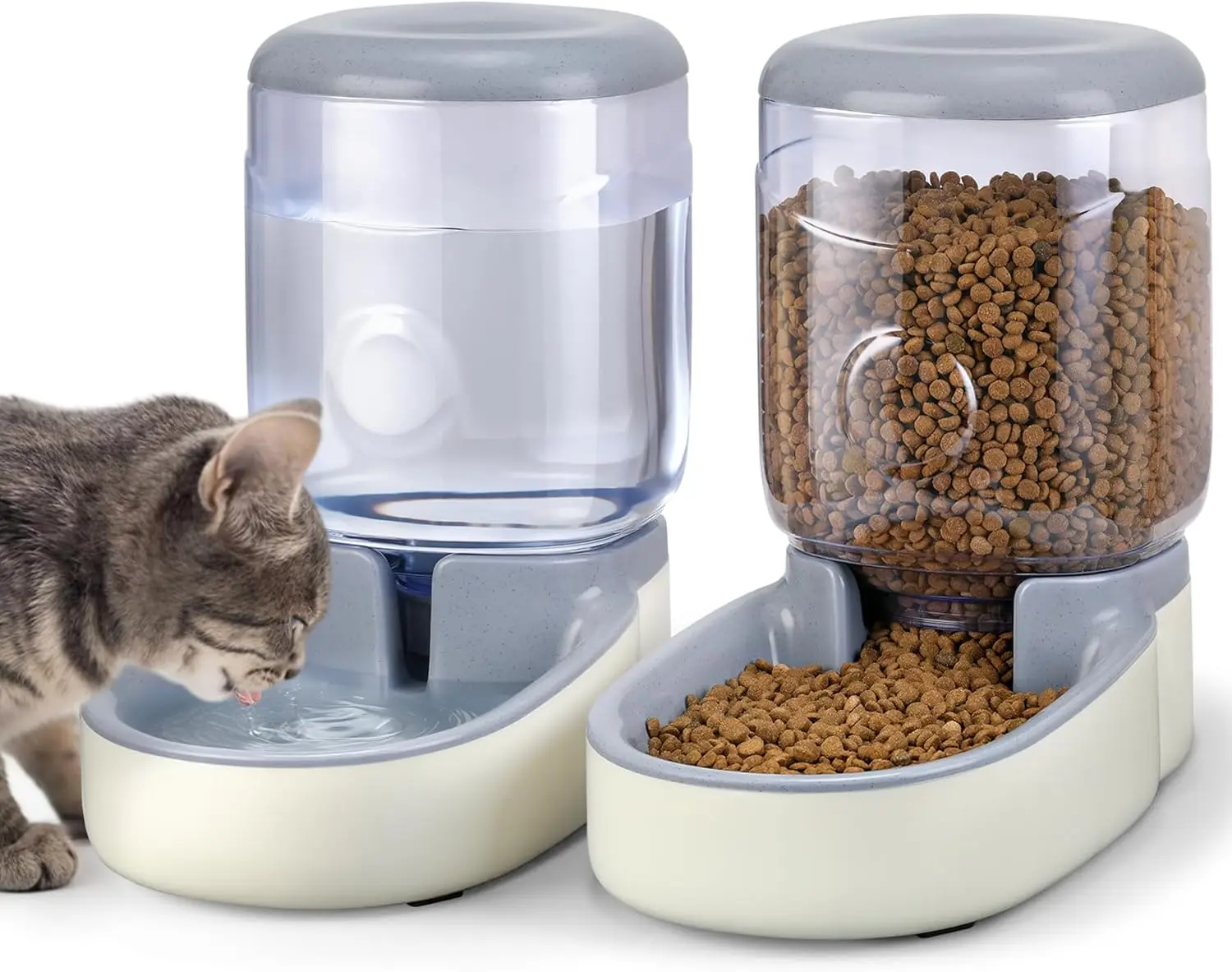 

2 Pack Automatic Cat & Dog Feeder with 1-Gallon Water Dispenser for Small to Medium Pets
