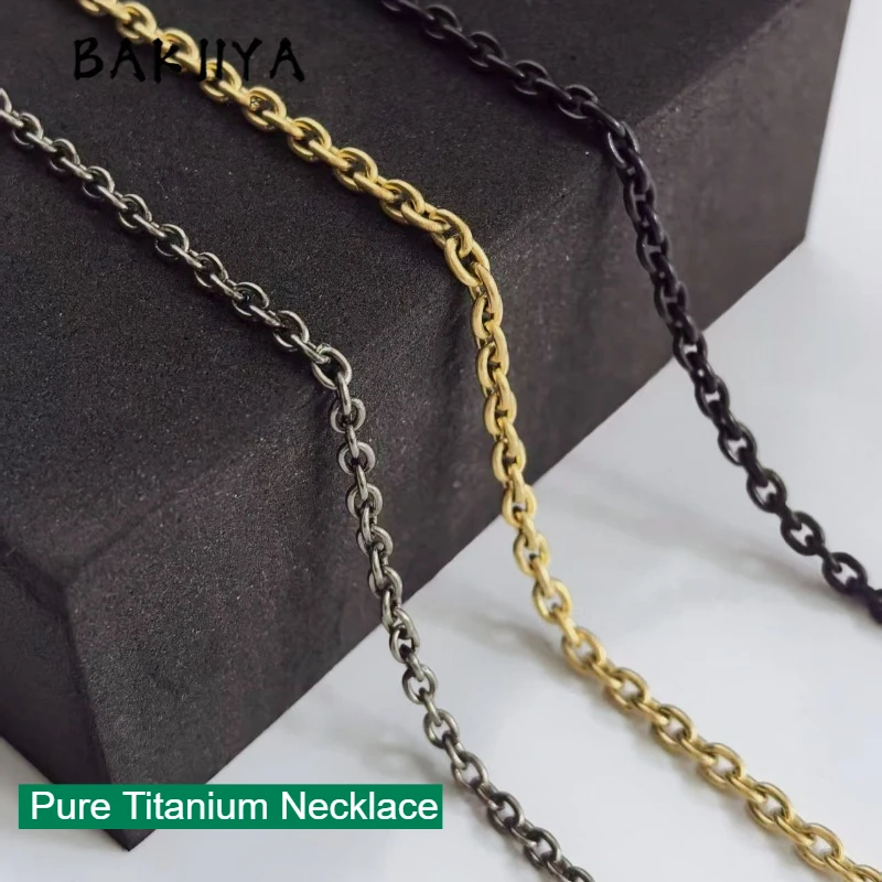 

Pure Titanium Necklace for Men Women 3.0mm Thin O Chain, Lightweight Skin Friendly Anti Allergy Necklace, Can with Pendant Use