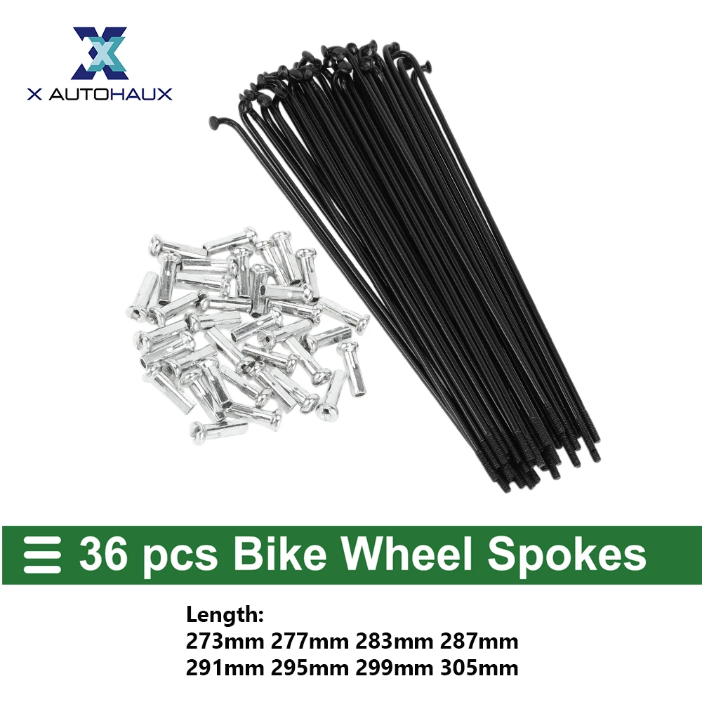 X Autohaux Universal Bicycle Spokes Bike Wheel Spokes 14G 273mm 277mm 283mm 287mm  291mm 295mm 299mm Length Carbon Steel Black