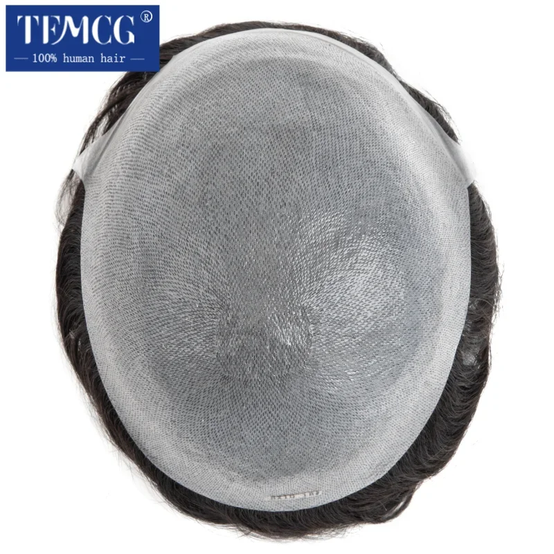 الرجال الشعرية الاصطناعية 0.02-0.03 مللي متر رقيقة الجلد الذكور الشعر الاصطناعية 100% شعر الإنسان شعر مستعار للرجال نظام استبدال الباروكات للرجال #6