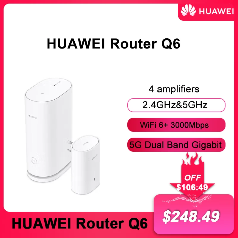 

Huawei Routing Q6 Whole Home Wi-Fi 6+ Mesh WIFI System 5G Dual Band Gigabit Ports High-Speed Broadband WiFi Router Repeater