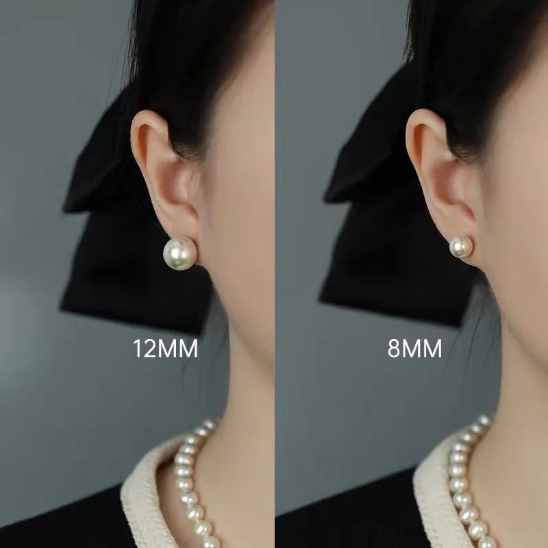 Charm Classic 4mm/6mm/8mm/10mm/12mm/14mm Imitation Pearl Stud Earrings for Women Temperament Simple Korea Jewelry Accessory Gift