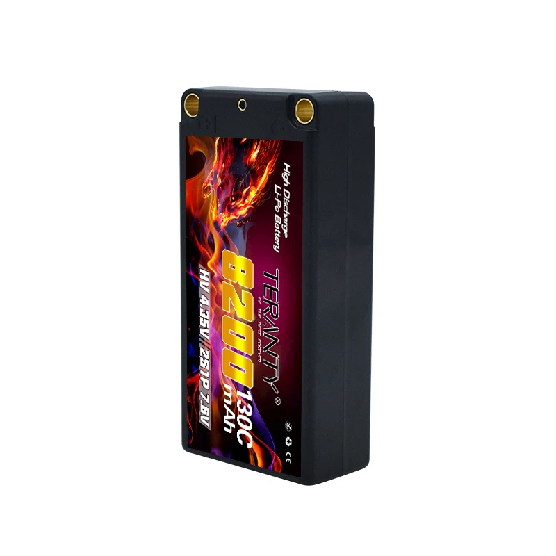 TERANTY 7.6V 8200mah 130C/260C With 5.0mm Bullet See Through for 1/10 RC Car Race Car Parts 2S Shorty LiHV Rechargable Battery