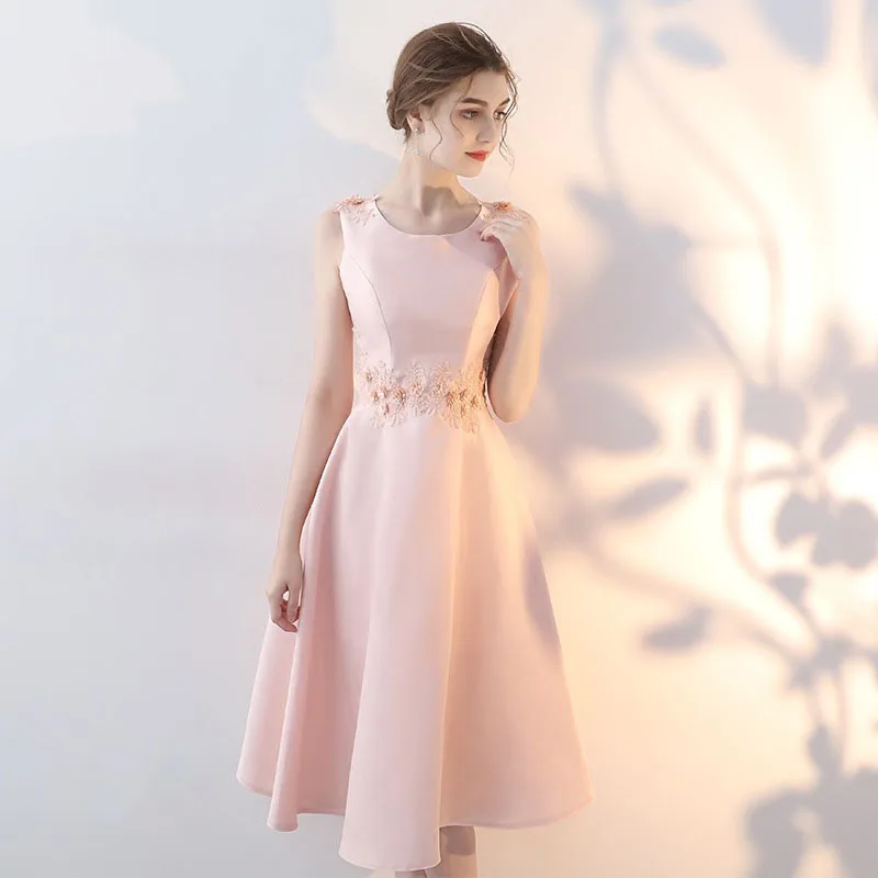 DongCMY Luxury Evening Dresses 2024 New Pink Party Dress Korean Medium Length Elegant Bridesmaid Gown For Women