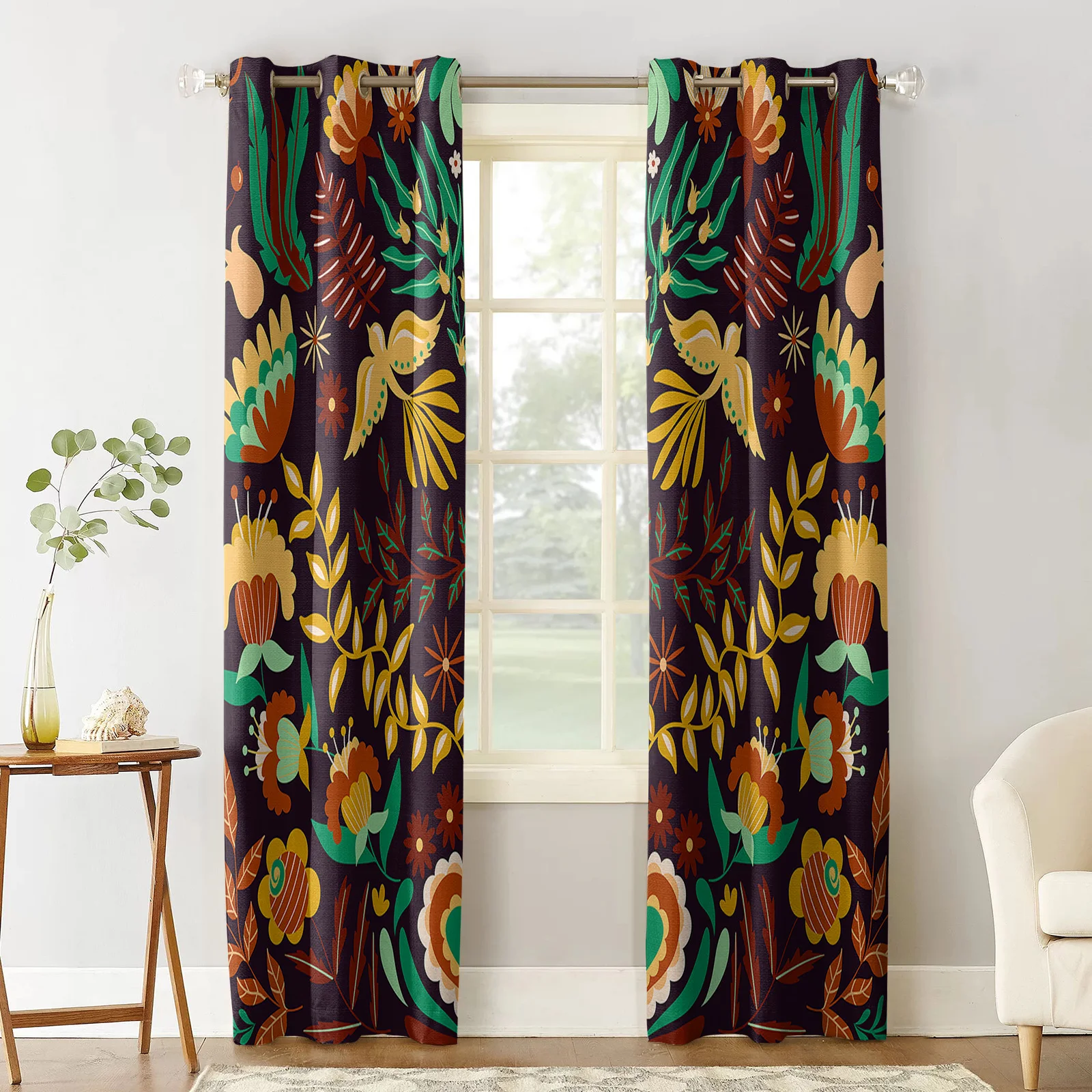 Mexico Bird Sunflower Curtains Large Window Window Curtains Curtain Lights Bathroom Bedroom Kitchen Decor