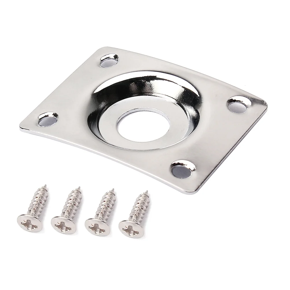 

1 Quarter Inch Guitar Jack Socket Plate Indented Pickup Output Input Plate with Screws for Electric Guitar Bass Silver