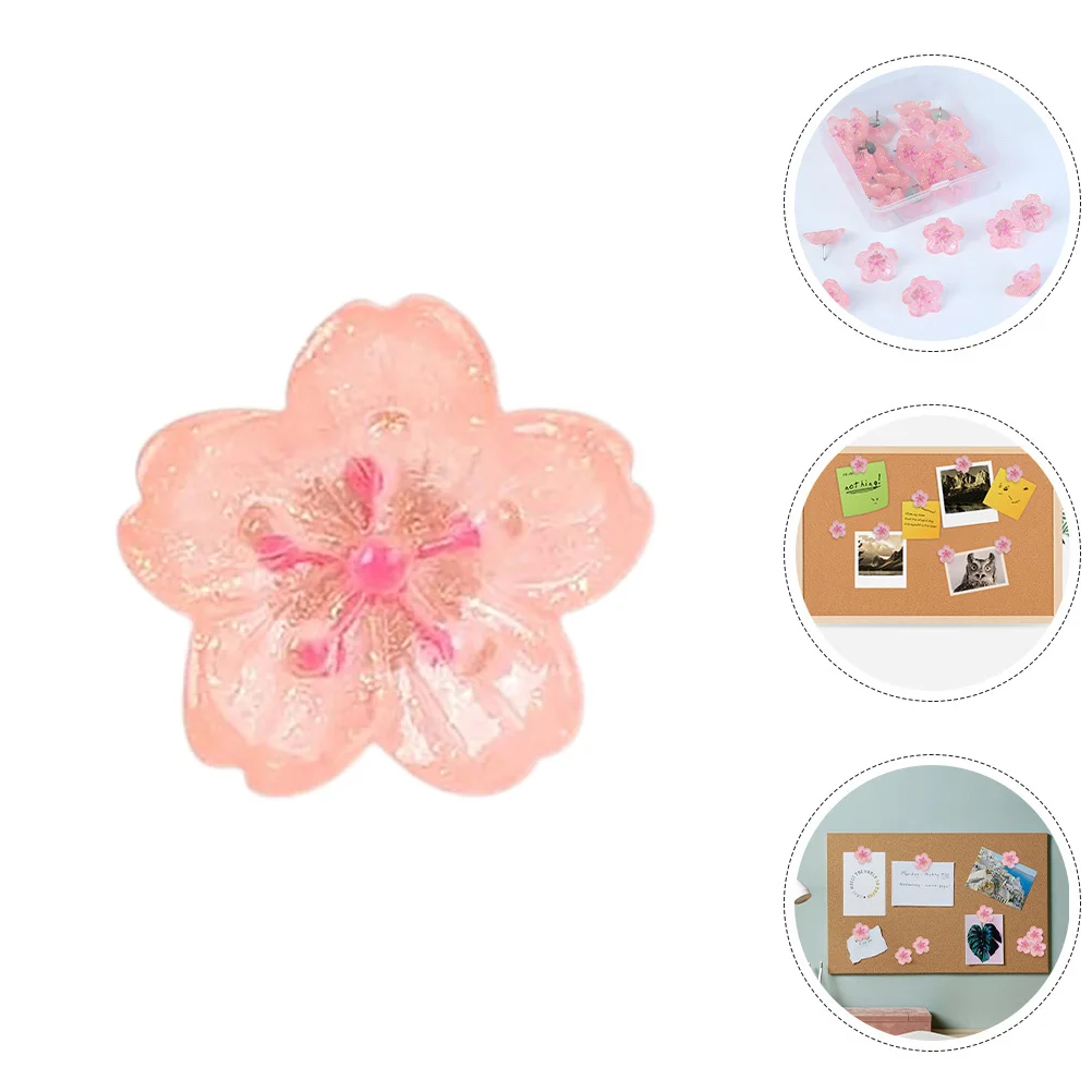 

30Pcs Pink Cherry Blossom Pushpins Bulletin Board Decor Cute Desk Accessories Floral Design Cute Office Desk Accessories