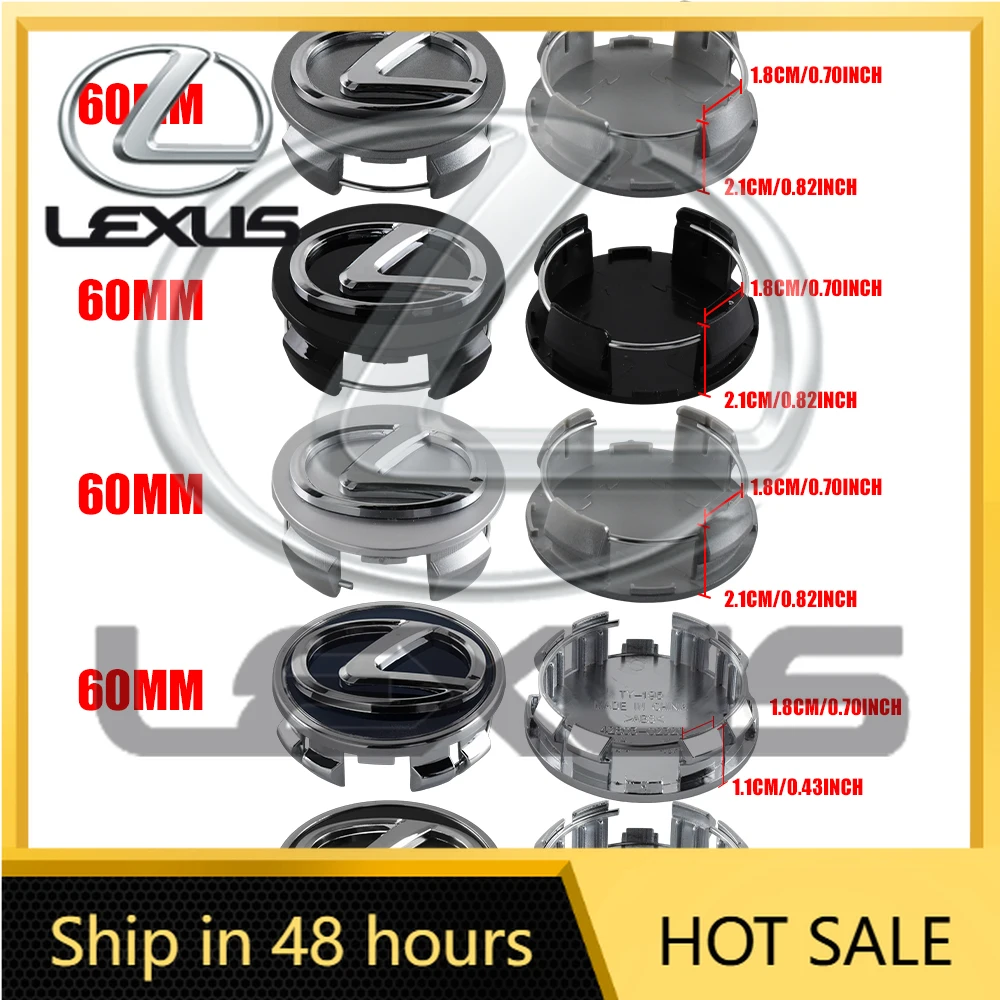 

2026 Hot Interior Stickers 4Pcs 60mm Car Wheel Center Hub Caps Badge Rim Cover Emblem For Lexus FSPORT IS250 IS200 CT200h GS300