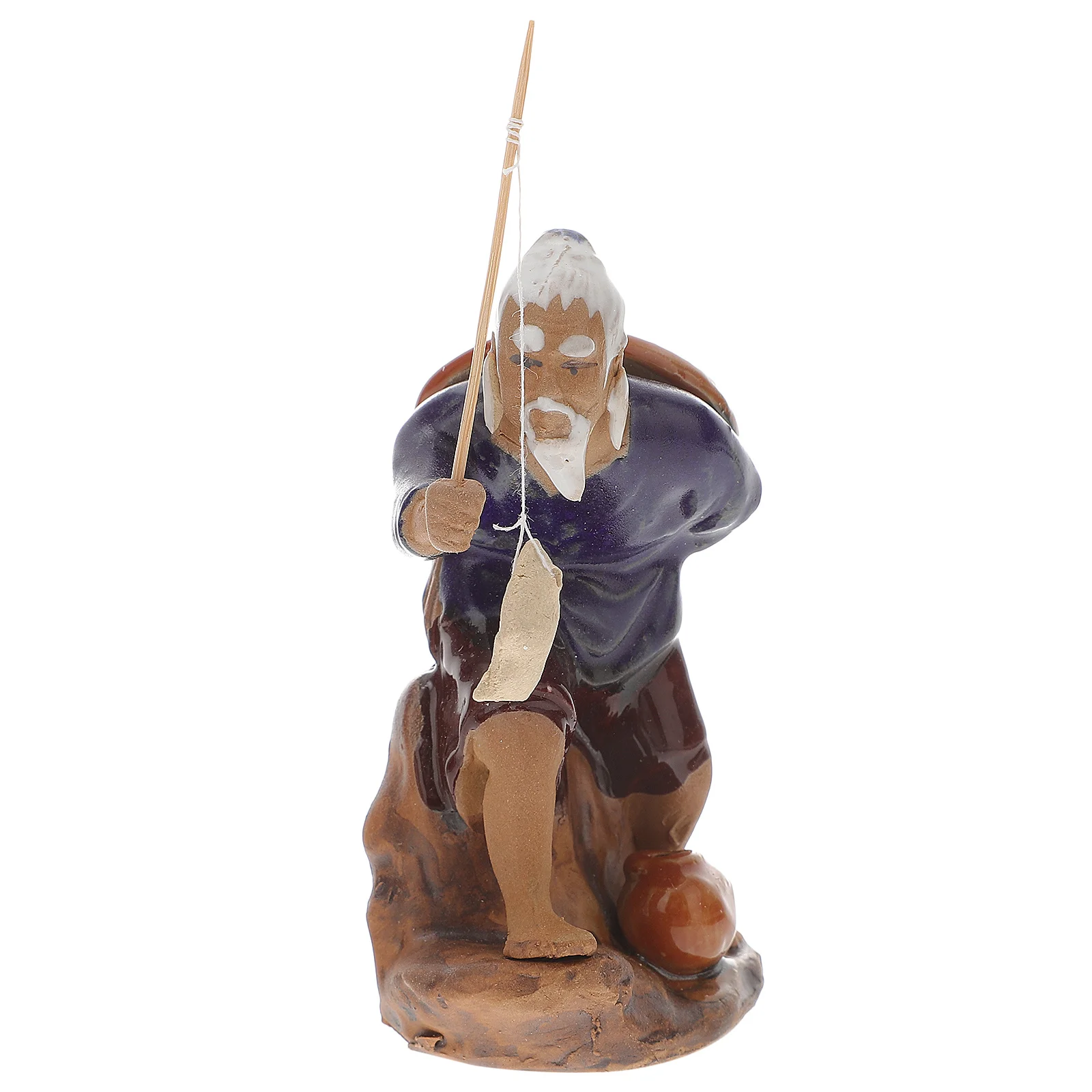 

Ceramic Fisherman Decor Fish Tank Landscape Adornment Vivid Aquarium Ornament Safe Nonpolluting Water Source Lightweight