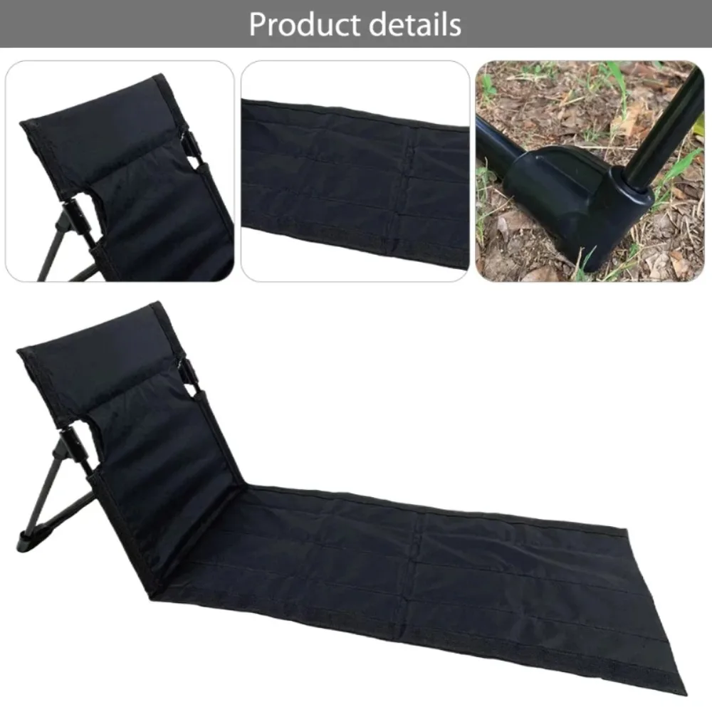Silla  playa al aire libre, asiento  suelo plegable portátil con respaldo, silla ligera para acampar, tumbona perezosa para jard
