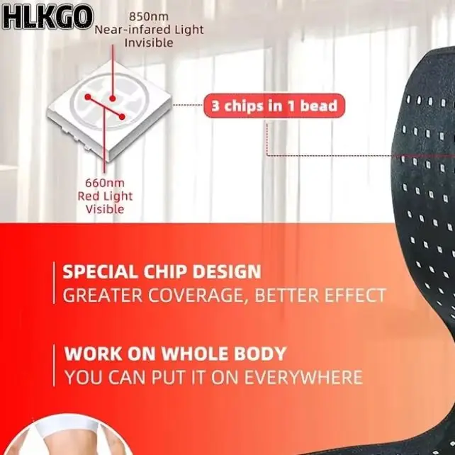 Dual Chip 3-in-1 LED Phototherapy Pad - 660nm & 850nm NIR Light Therapy Wrap for Deep Tissue Healing & Inflammation