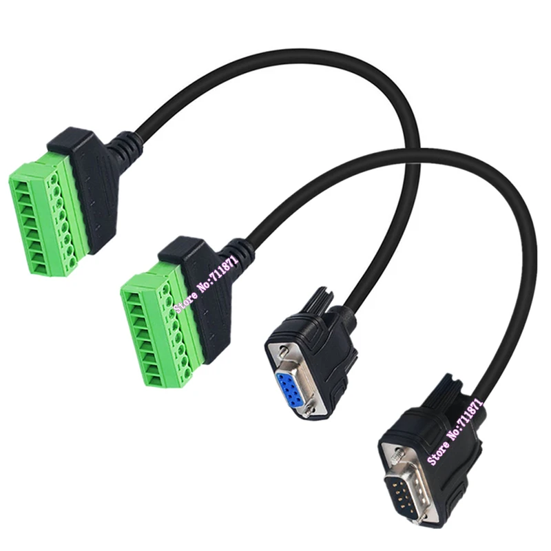 ไม่มีเชื่อม 8Pin สกรูกระชับ Terminal RS232 DB9 ชายหญิงทดสอบ Dubug อะแดปเตอร์สาย 8P DIY DB9 RS232 ชายหญิง