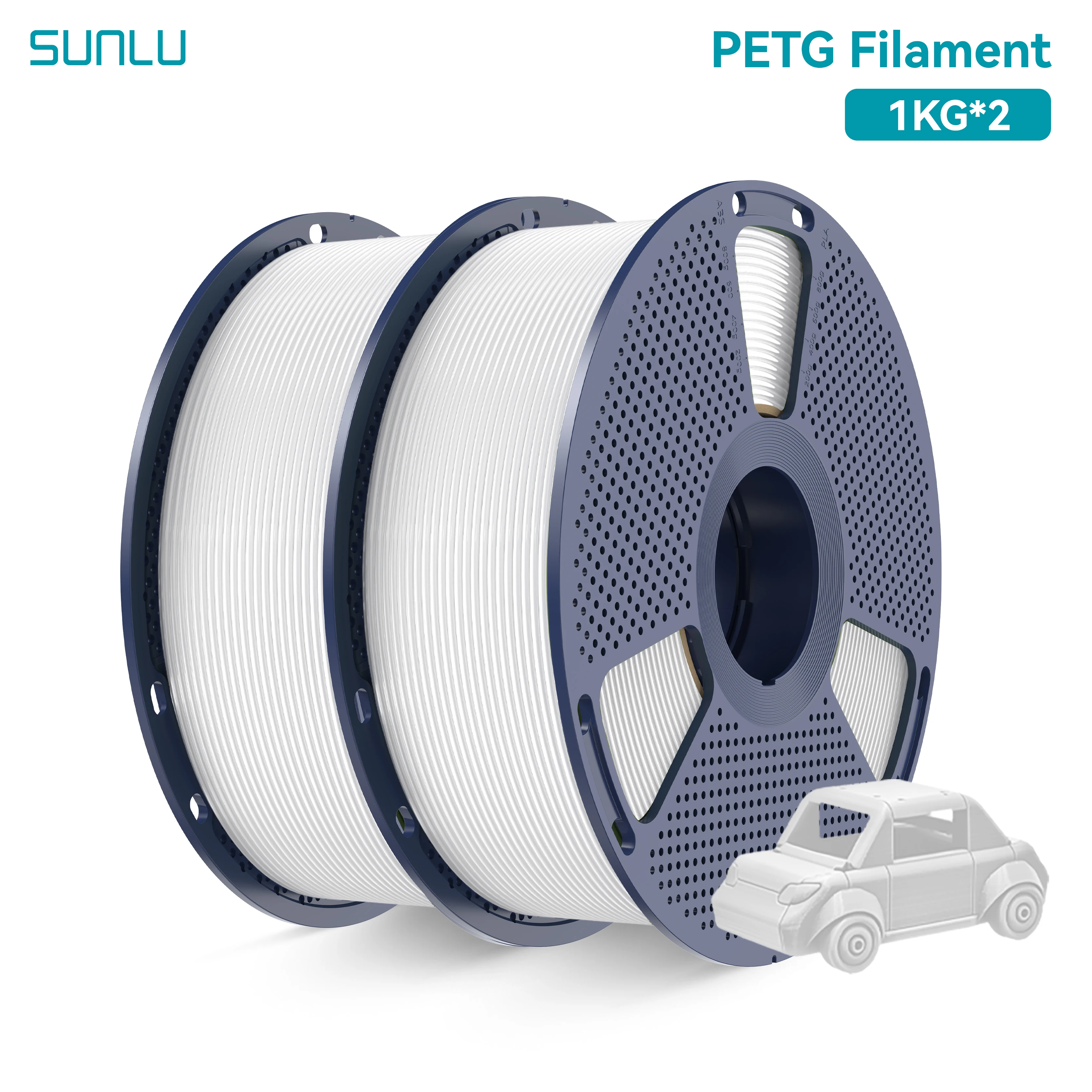SUNLU PETG 2 kg, 1 kg/Rolle, 3D-Drucker-Filament, 1,75 mm, hohe Transparenz, bunt, Toleranz +/- 0,02 mm, DIY-Geschenk, Druck, schneller Versand