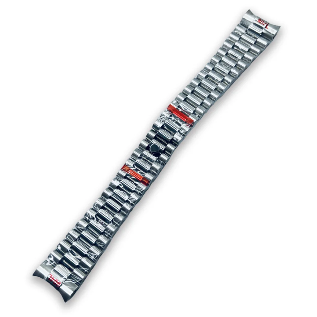 20mm Width 904L Solid Stainless Steel Watch Band Curved End Screw Links Deployment Clasp Wrist Bracelet President Strap