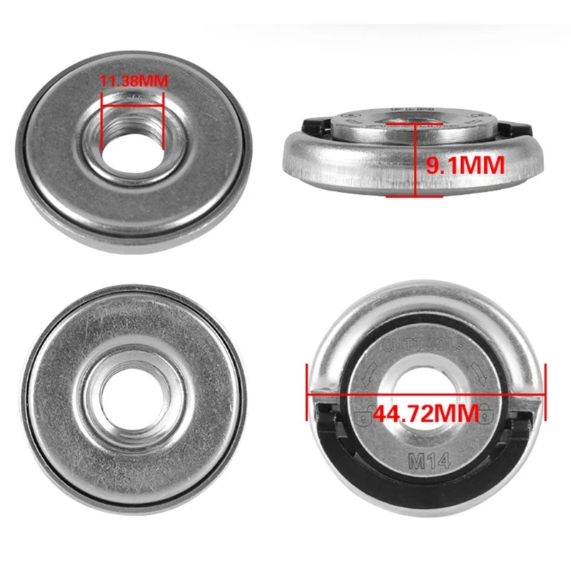 1pc Self-locking Pressure Plate 44.7mm Diameter M14 Thread Replacement Grinder Inner Outer Flange Nut Set Tools