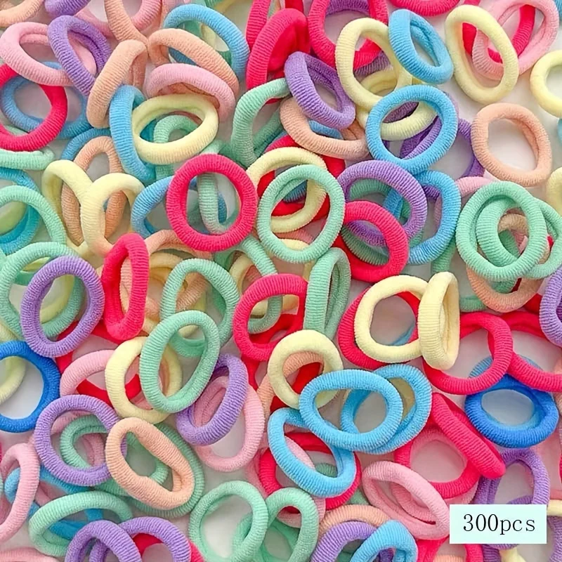 300pcs/500pcs Elastic Solid Color Rubber Band Ponytail Holder Trendy Hair Accessories For Daily Wear girl hair accessoires image 2