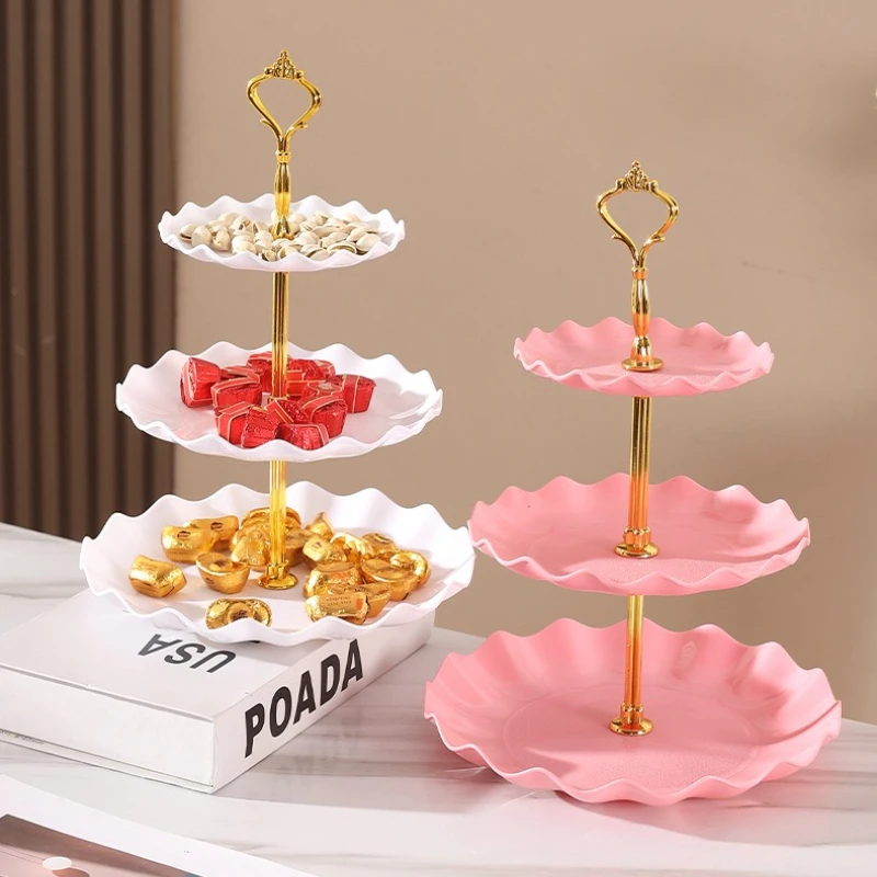 Nordic 3-Tier Plastic Fruit & Snack Plates, Light Luxury Dessert Nuts Dry Fruit Tray for Hotel Living Room