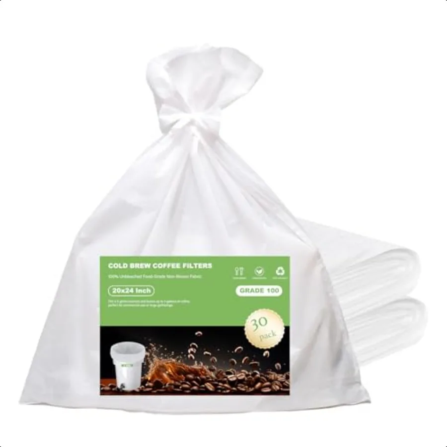 

30 упаковок 20x24 дюймов, большие коммерческие фильтр-пакеты для холодного приготовления кофе для ведра на 5 галлонов, сверхмощные пакеты для заваривания Toddy System