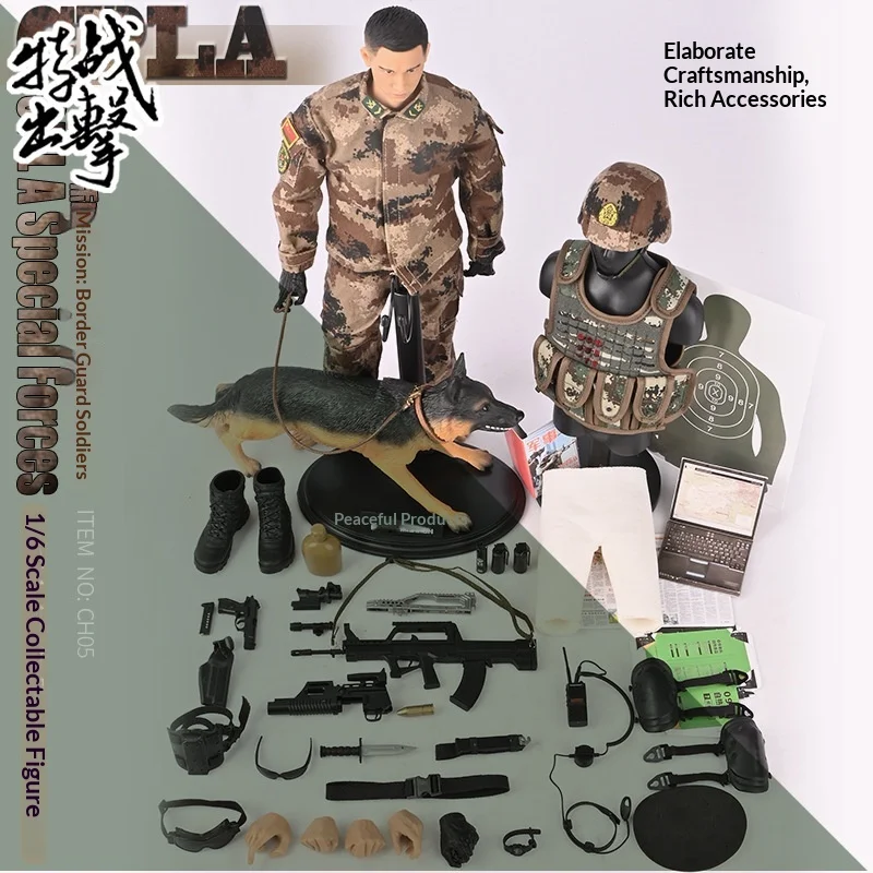 Pattiz Peace Mission Plus Edition 1/6 Scale Chinese Army Articulated Joint Action Figure With Military Dog Collectible Model Set