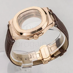 41mm Stainless Steel NH35 Case 25mm Genuine Leather Strap Sapphire Glass for NH35 NH36 NH38 Mechanical Movement Nautilus Case