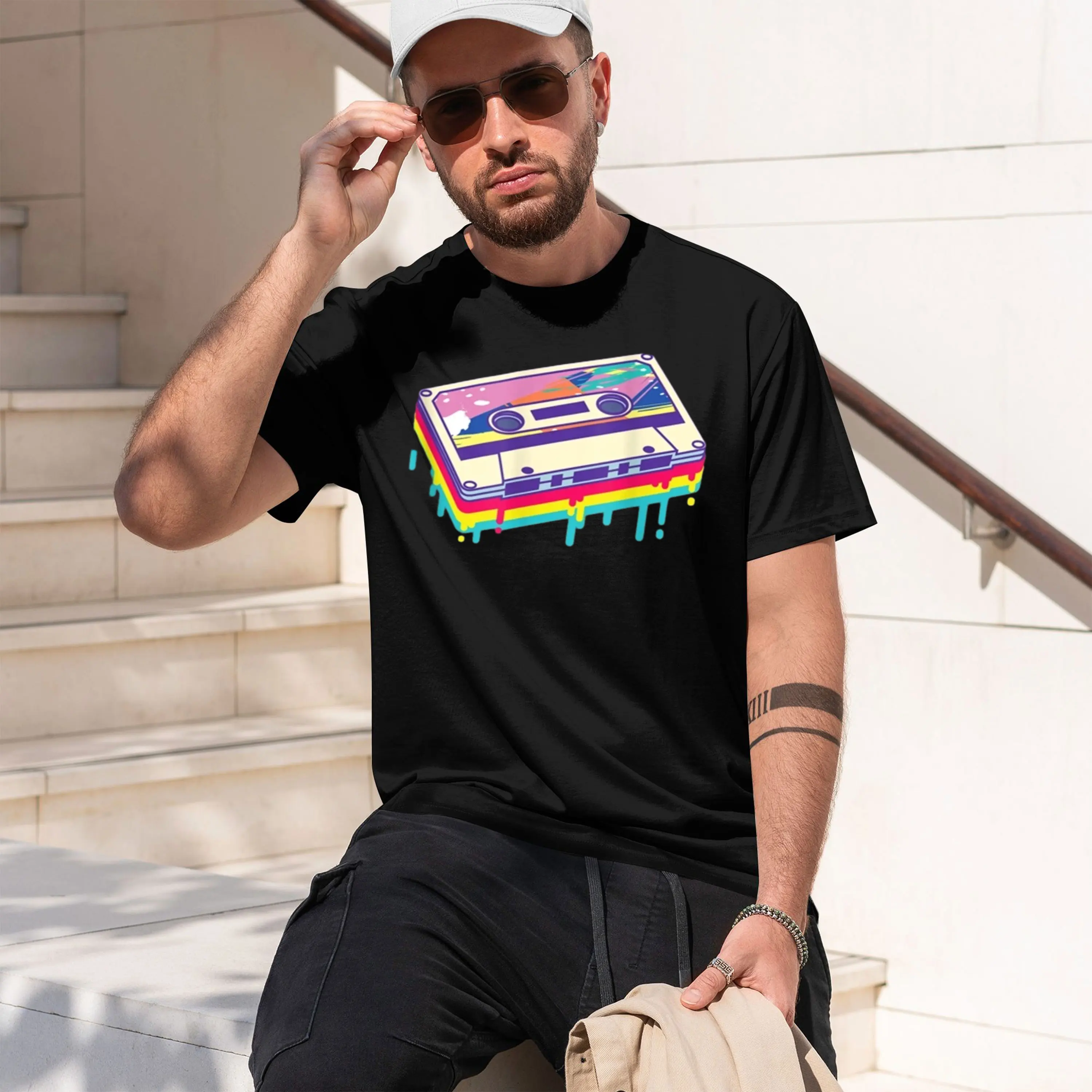 T-shirt Homme Lavé Style Vintage Rétro Années 80-90, Tendance et Mode, Nouveau Modèle 2026, Manches Courtes Col Rond