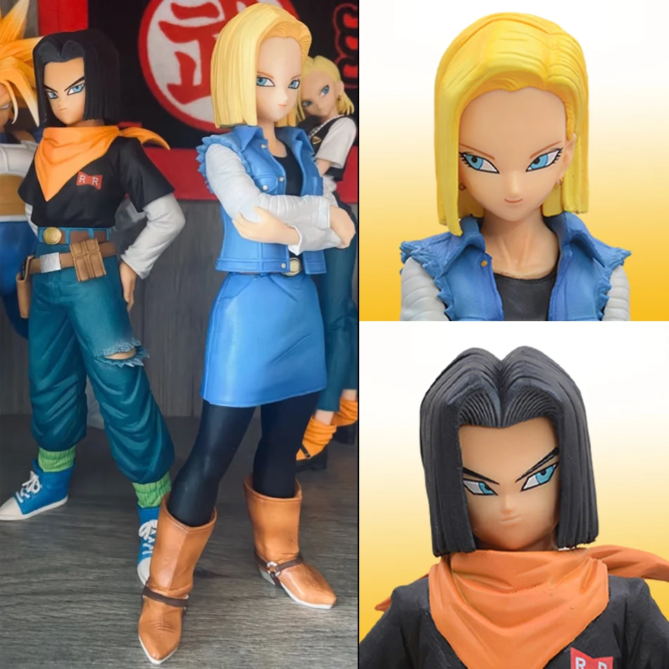 

Anime statuette dragon ball z android 17 18 figure pvc action figures statue decoration desktop anime collection peripheral toys