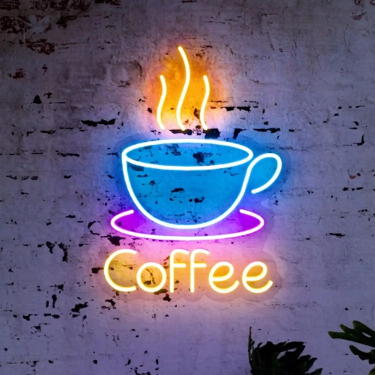 LED Coffee Cup Neon Sign Lights with Dimmable Switch and Hanging Chain for Coffee Cafe Bar Party Living Room Sign Gifts