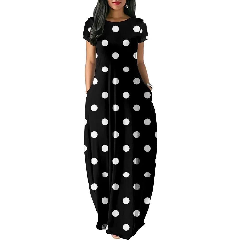 

Summer Stylish Party Dress Streetwear Women Polka dot Dresses Luxury Maxi Dress Elegant Robe Holiday Girl Fashion Beach Vestidos