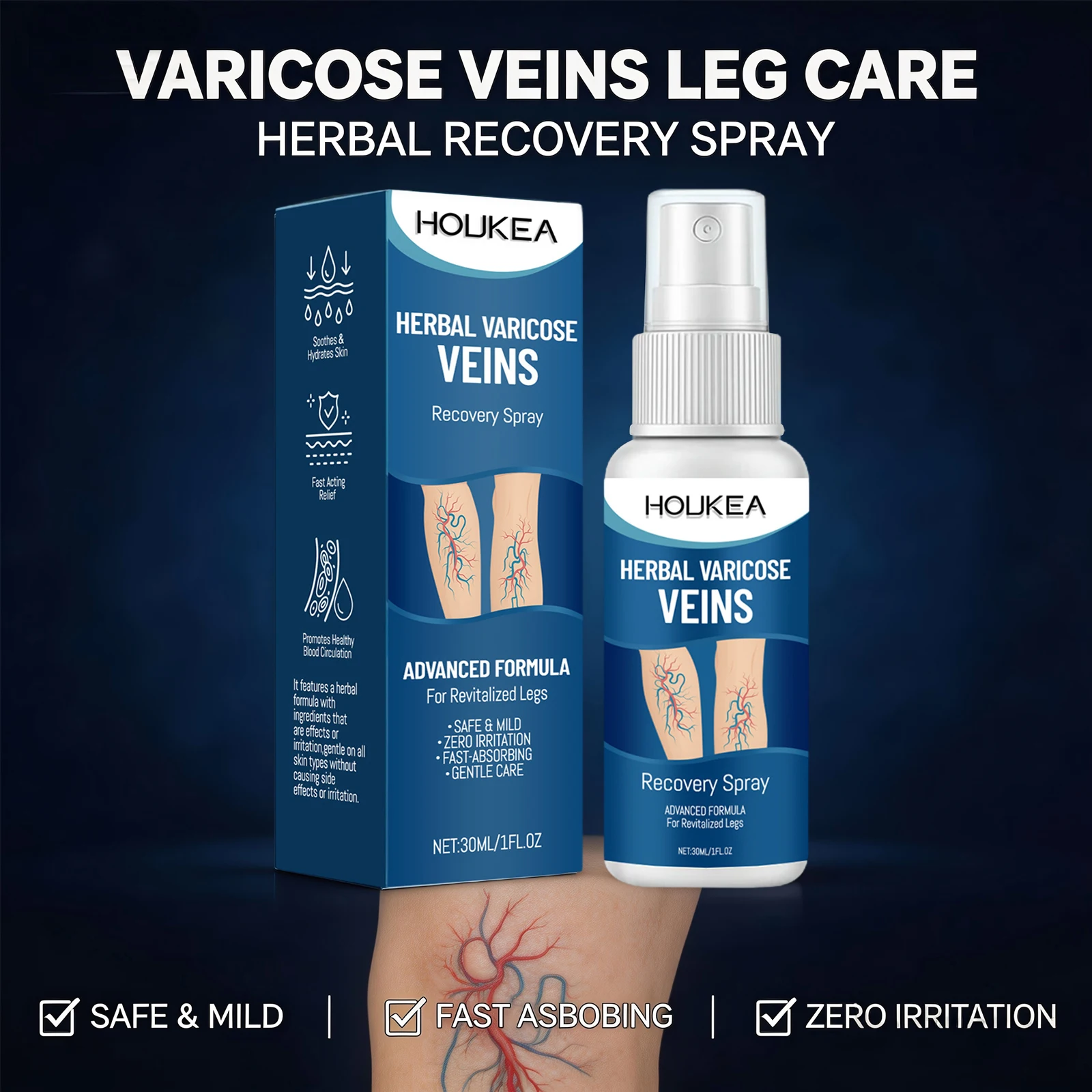 

Травяной спрей для восстановления при варикозном расширении вен на ногах, быстродействующий массажный спрей для улучшения состояния варикозных вен